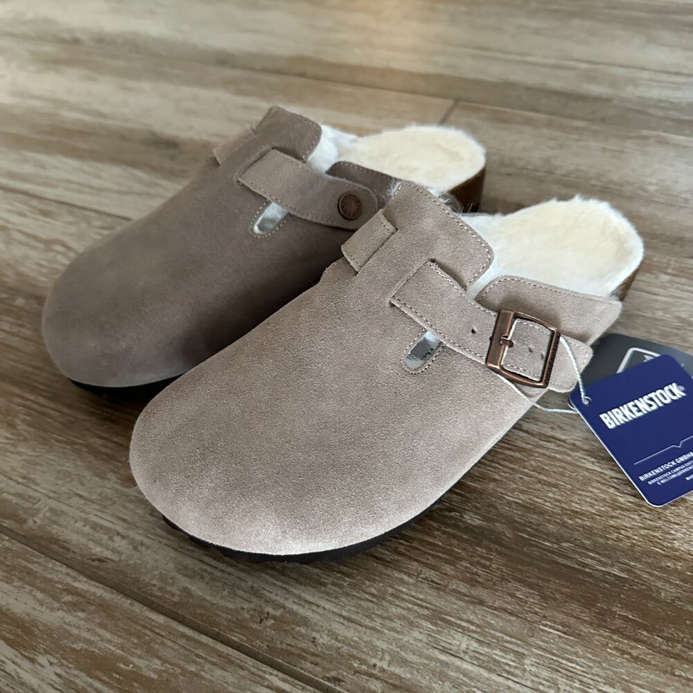 BIRKENSTOCK Boston Shearling Taupe Clogs size 7 7.5 8 8.5 9 9.5 38 39 40 Women’s - Picture 6 of 7